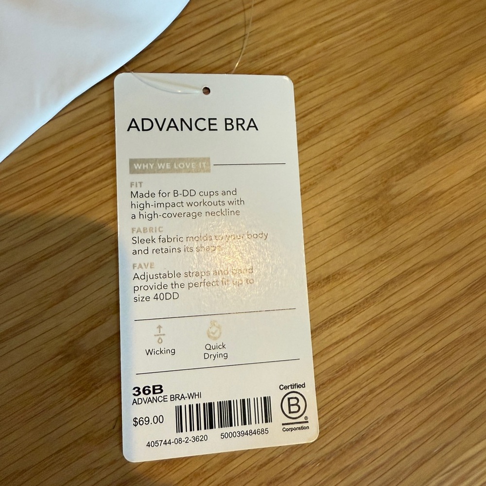 NWT! Athleta Advance Adjustable Racerback Bra 36B White - Picture 7 of 10